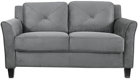 Harvard 58" Dark Gray Microfiber Loveseat with Flared Arms