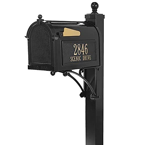 Black Aluminum Capitol Mailbox with Side Address Plaques