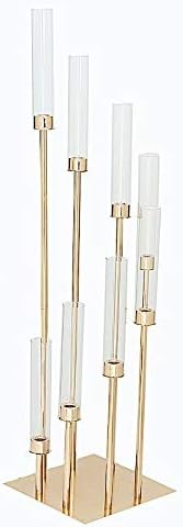 Elegant 42" Gold Metal and Glass Candelabra Centerpiece