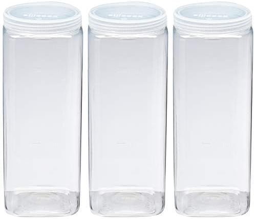 Silicook Clear Plastic Jar, Set of 3-40oz, Square Shaped, Transparent, Food Storage Container, Kitchen & Household Organization for Dry goods, Spices, Vegetables, Ingredients and More