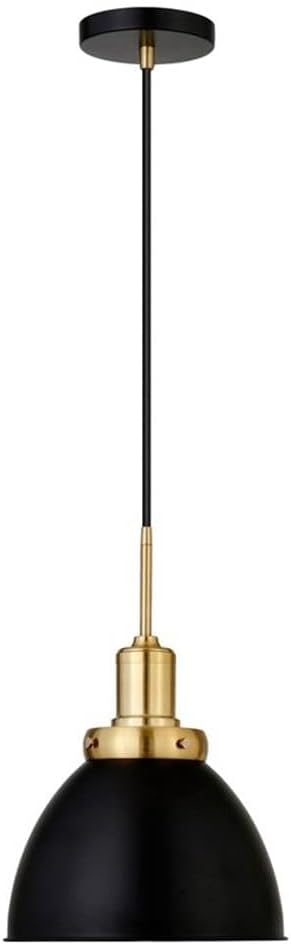 Evelyn&Zoe 12" Black/Brass Metal Pendant