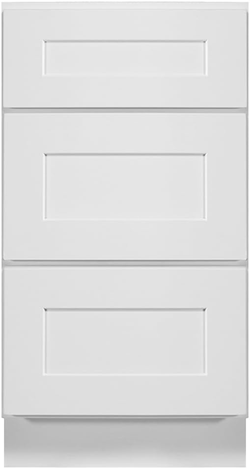 Brookings Shaker Unassembled Drawer Base Kitchen Cabinet 3DB18, 18 W x 24 D x 34.5 H, Painted White, Solid Wood, Design House, 561464