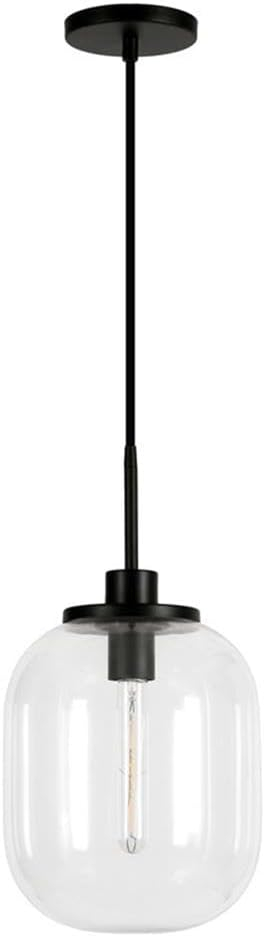 Evelyn&Zoe 9" Blackened Bronze Metal/Glass Pendant