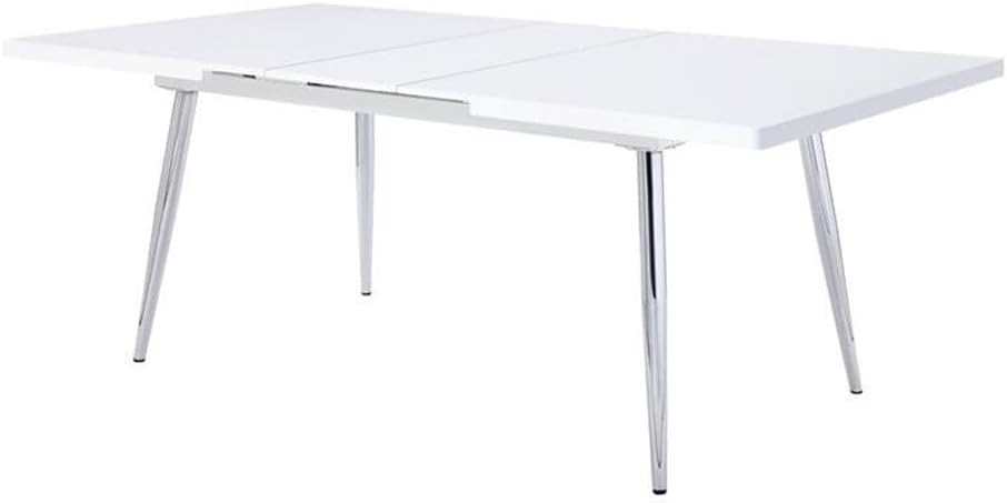 White High Gloss Extendable Dining Table with Chrome Legs