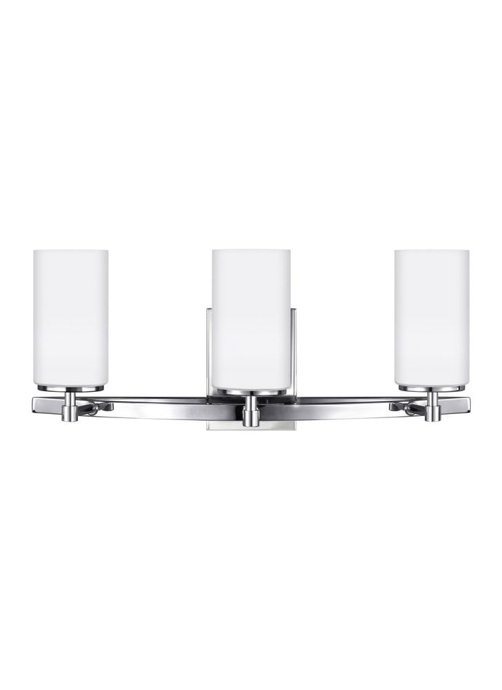 Alturas 22 in. 3-Light Chrome Modern Contemporary Wall Bathroom Vanity Light with Satin Etched Glass Shades