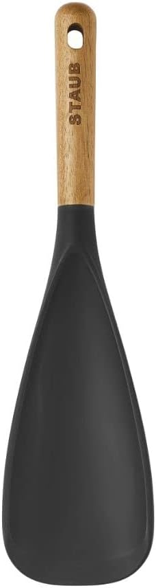 30cm Black Silicone and Acacia Wood Multipurpose Serving Spoon