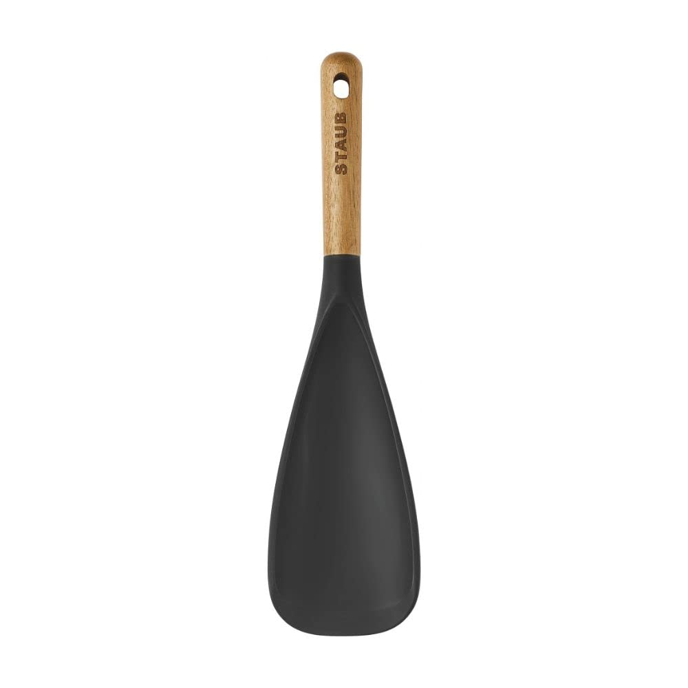 30cm Black Silicone and Acacia Wood Multipurpose Serving Spoon