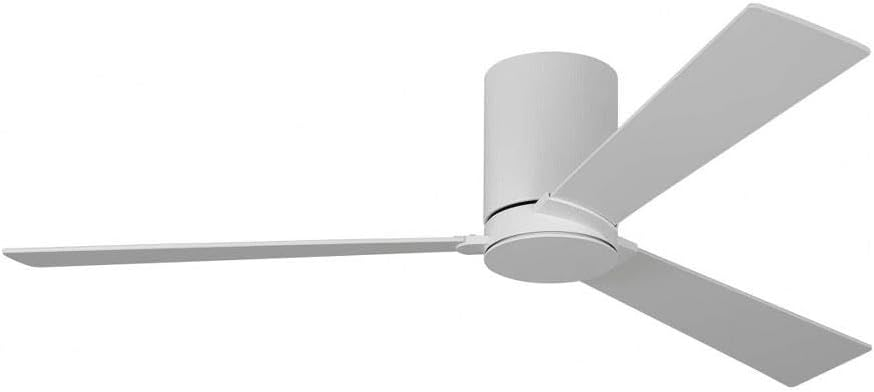 Rozzen 52 in. Modern Hugger Matte White Ceiling Fan with White Blades, DC Motor and Remote Control