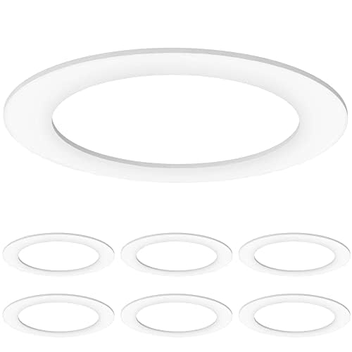 6 Pack Gloss White Goof Trim Ring for 6" Inch Recessed Lighting Trim Can Light Trim for Down Light, Outer Diameter 8 Inches