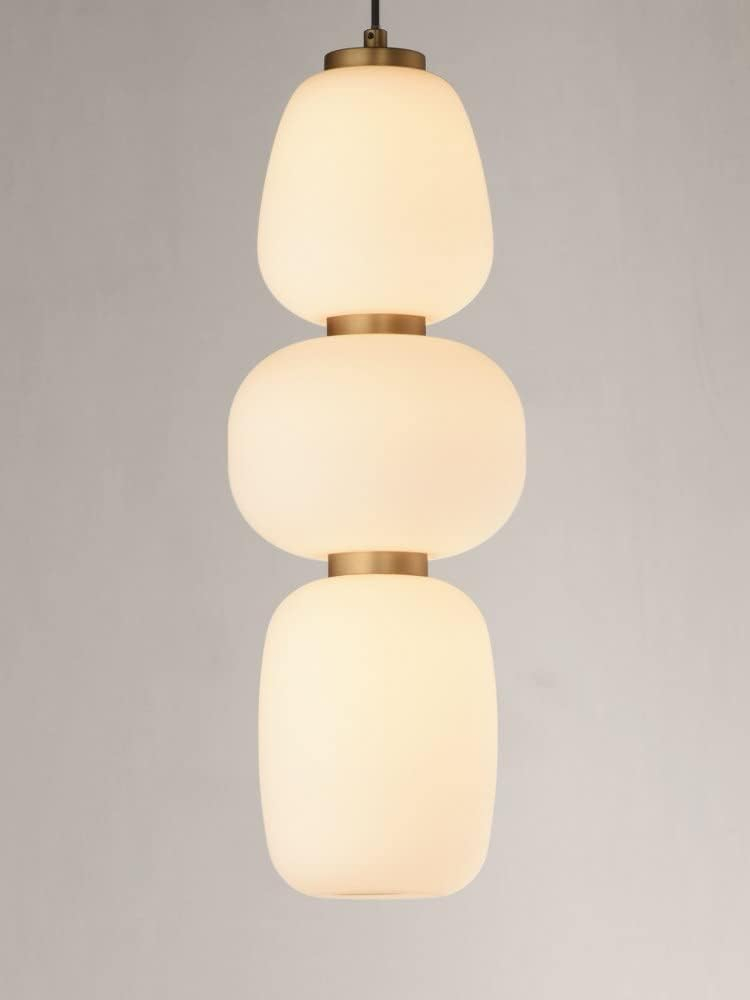 Soji 17.25" Black and Gold LED Pendant with Satin White Glass