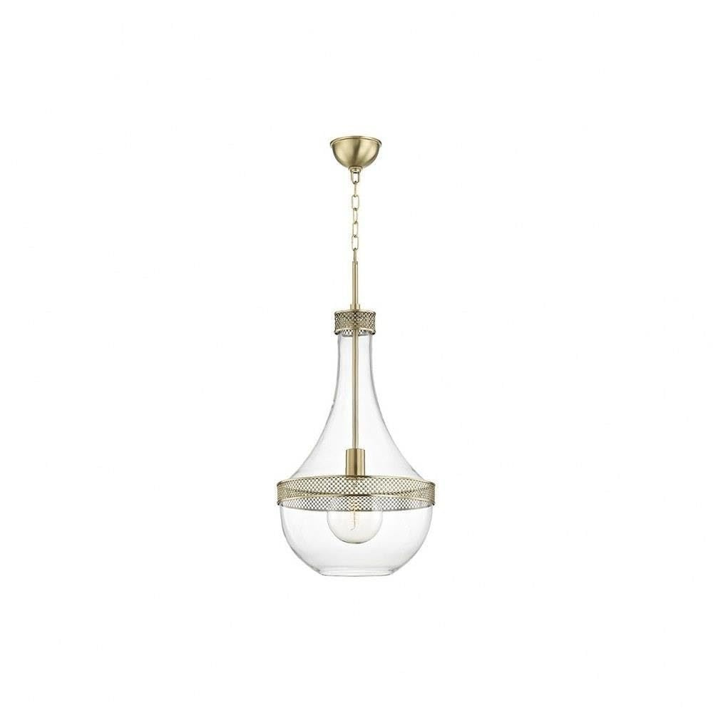 Aged Brass and Clear Glass 1-Light Pendant