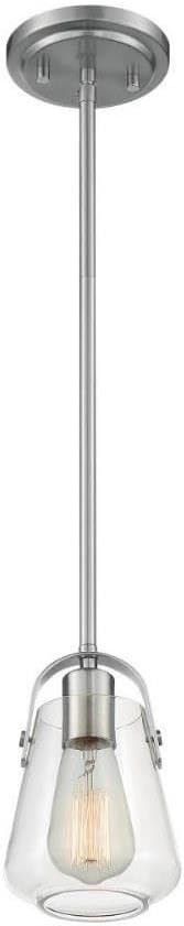 Skybridge 8'' Brushed Nickel Mini Jar Pendant with Clear Glass