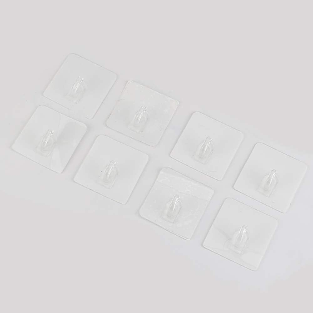 XZZ 8PCS Clear Adhesive Sticky Wall Hooks,No Drilling Strong Waterproof Sticker Hanger for Kitchen, Shower and Bathroom 20kg/44lb. (Max Loading)