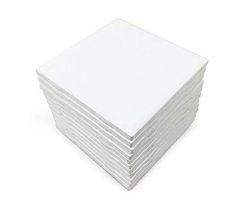 Set of 12 Glossy White Ceramic Tiles for Arts & Crafts by Squarefeet Depot Genuine Made in USA (4.25"x4.25")