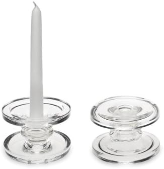 Clear Glass Reversible Pillar and Taper Candle Holder