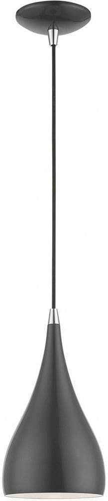 Livex Lighting Amador 1 - Light Pendant in  Shiny Dark Gray/Polished Chrome