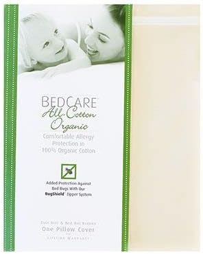 National Allergy Premium 100% Organic Cotton Pillow Protectors with Zipper Standard Size - GOTS Certified - Natural Breathable Hypoallergenic Encasement - Organic 100% Cotton Pillowcases Cover Cases