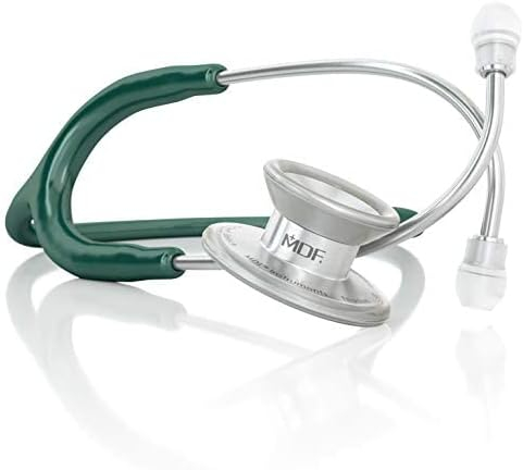 MDF MD One Epoch Lightweight Titanium Stethoscope, Adult, Free-Parts-for-Life, Emerald Green Tube, Silver Chestpiece-Headset