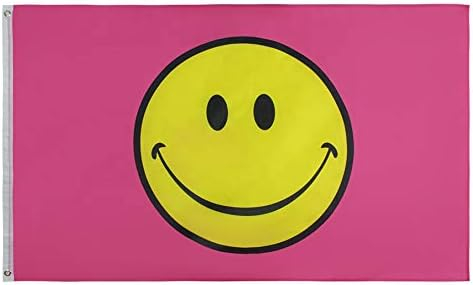 PringCor 3x5FT Flag Pink Happy Face Banner Dorm Bedroom Advertising USA