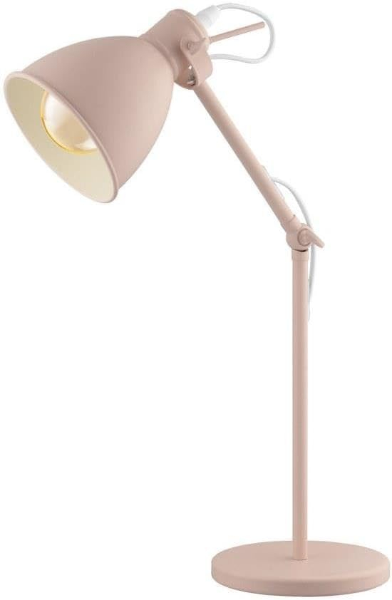 EGLO Priddy 17.05-in Adjustable Pastel Apricot Standard Desk Lamp with Metal Shade