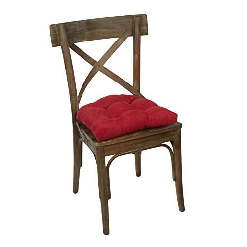 Plush Red Polyester Non-Slip Dining Chair Cushions, 15x15 Inches, Set of 4