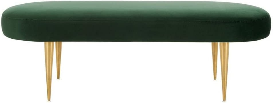 SAFAVIEH Couture Corinne Oval Solid Velvet Contemporary Bench, Olive Green
