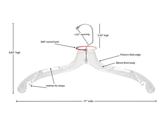 NAHANCO #1505 17" White Medium Weight Plastic Shirt Hangers (Pack of 100)