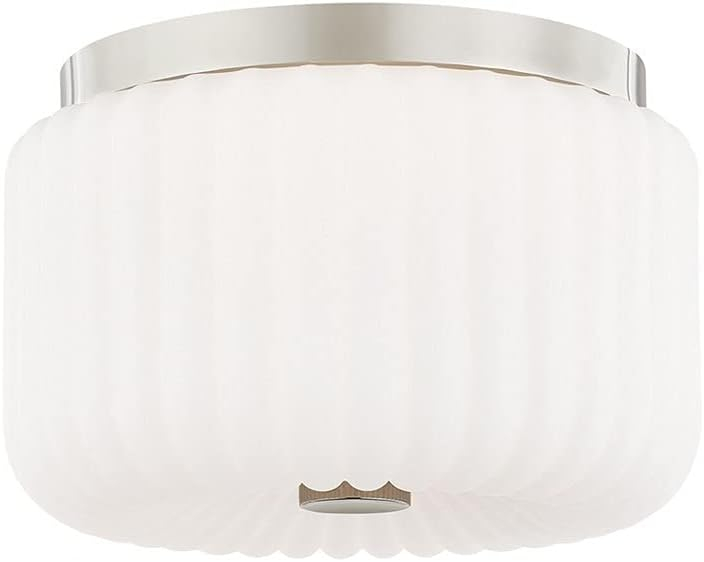 Polished Nickel 10" Glass Drum Flush Mount Light