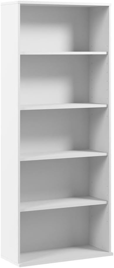 Bush Business Furniture Hustle Tall 5 Shelf Bookcase in White