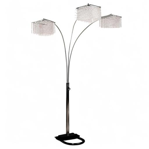 Ore International 6932 3 Light Crystal Inspirational Arch Floor Lamp, 97" x 17.5" x 19", Silver