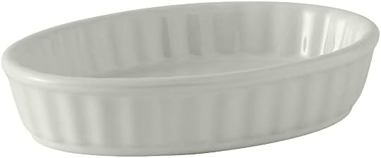 White Ceramic Oval Fluted 5 oz Serving Dish Set