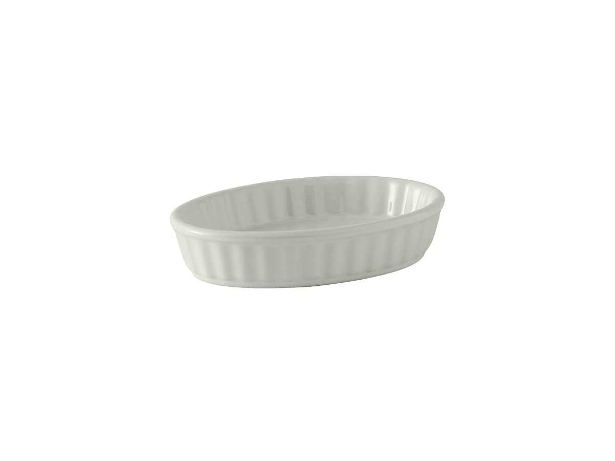 White Ceramic Oval Fluted 5 oz Serving Dish Set
