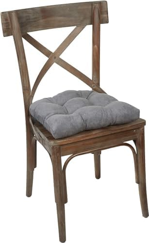 Klear Vu Gripper Overstuffed Universal Non-Slip Dining Chair Cushions for Kitchen Decor or Office Use, U-Shaped Skid-Proof Seat Pad, 15x15 Inches, 2 Count (Pack of 1), Linear Bluestone