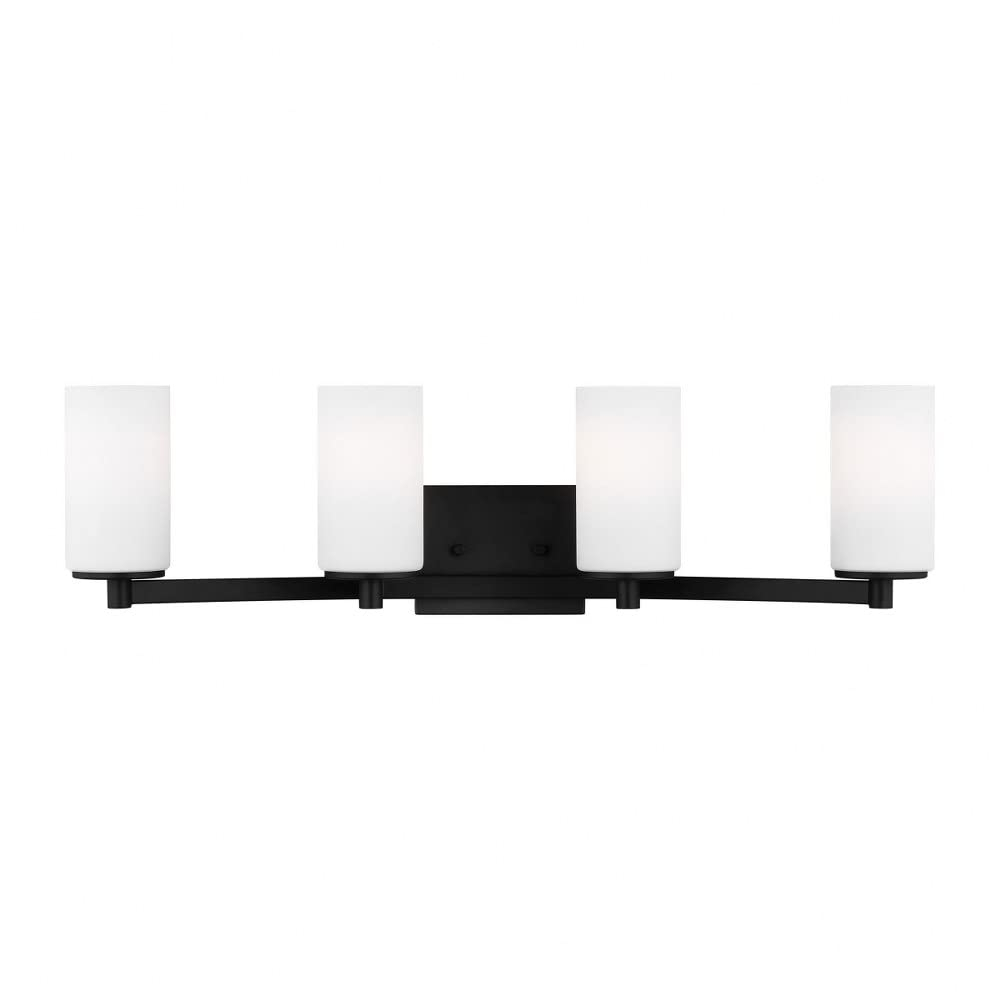 Midnight Black 29" Vanity Light with Etched Glass Shades