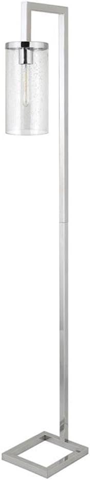 Evelyn&Zoe Modern Metal Floor Lamp with Seeded Glass Shade