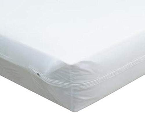 Waterproof White Vinyl Cot Size Mattress Cover with Zipper