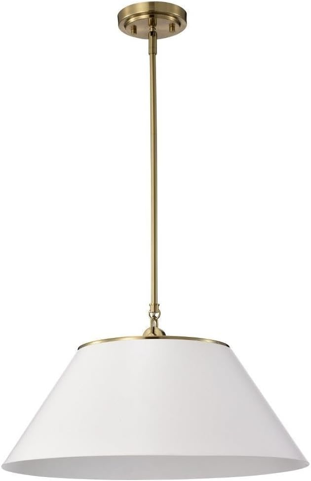 Nuvo Lighting Dover 3 Light Large Pendant White with Vintage Brass