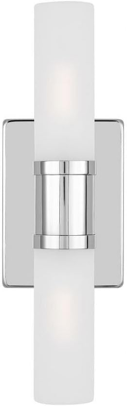 Keaton Chrome 2-Light Dimmable Bath Vanity with Satin Etched Glass