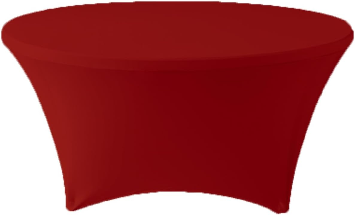 Gowinex Burgundy 5 ft. 60 inch Round Spandex Tablecloth Fitted Table Cover