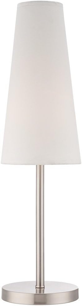360 Lighting Snippet Modern Table Lamp 26" High Brushed Nickel White Cone Shade for Bedroom Living Room Bedside Nightstand Office Kids Family House