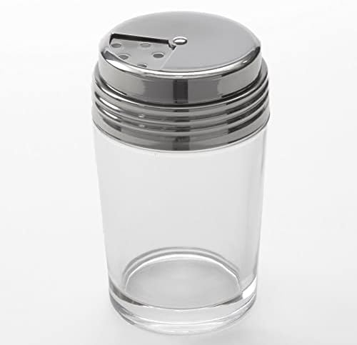Clear Glass Spice Shaker with Stainless Steel Adjustable Dial Top, 6 oz