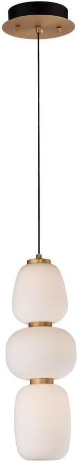 Soji 17.25" Black and Gold LED Pendant with Satin White Glass