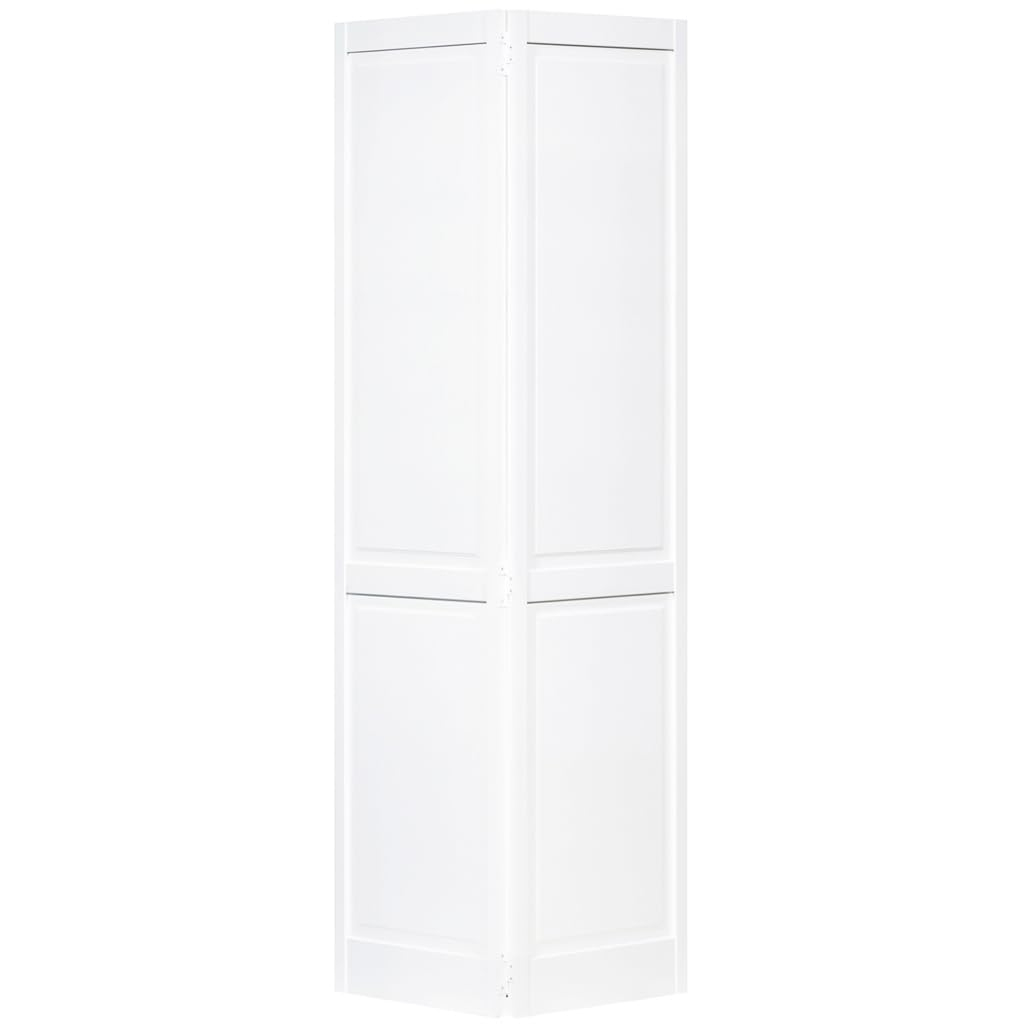 Traditional White Primed Pine Wood 4-Panel Bi-Fold Door