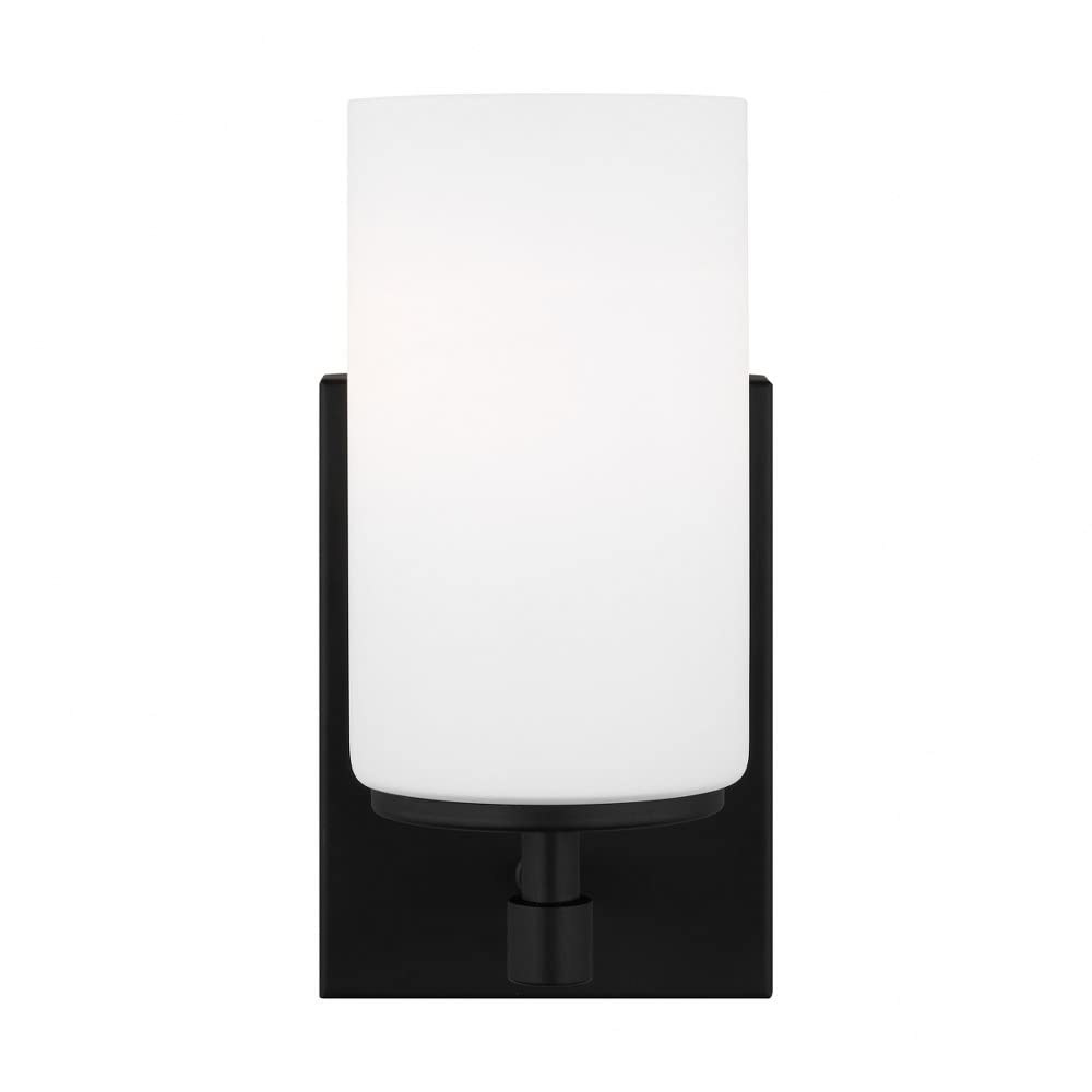 Generation Lighting 1-Light Alturas Contemporary Bath Fixture Wall Lamp Midnight Black 4124601-112 | Bathroom Light Fixture for Home Decor | Wall Sconce Vanity Light Fixture and Bathroom Accessory