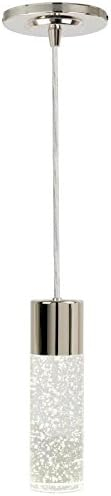 Style Selections Dunwynn 2.75-in Polished Nickel Mini Seeded Glass Cylinder LED Pendant