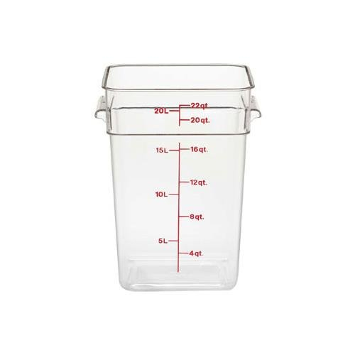 Clear 22 Quart Square Food Storage Container with Graduated Measurements