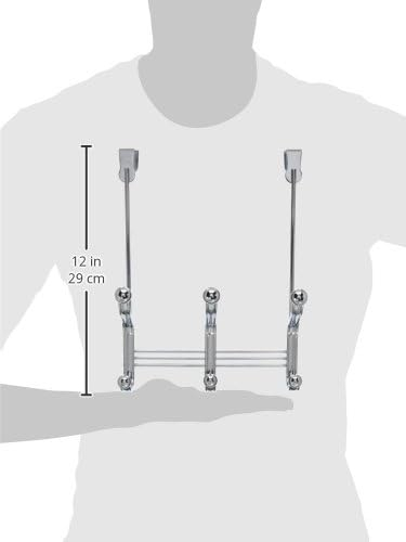 iDesign York Lyra Steel Over-The-Door 6-Hook Storage Rack - 8.38" x 5.25" x 11", Chrome