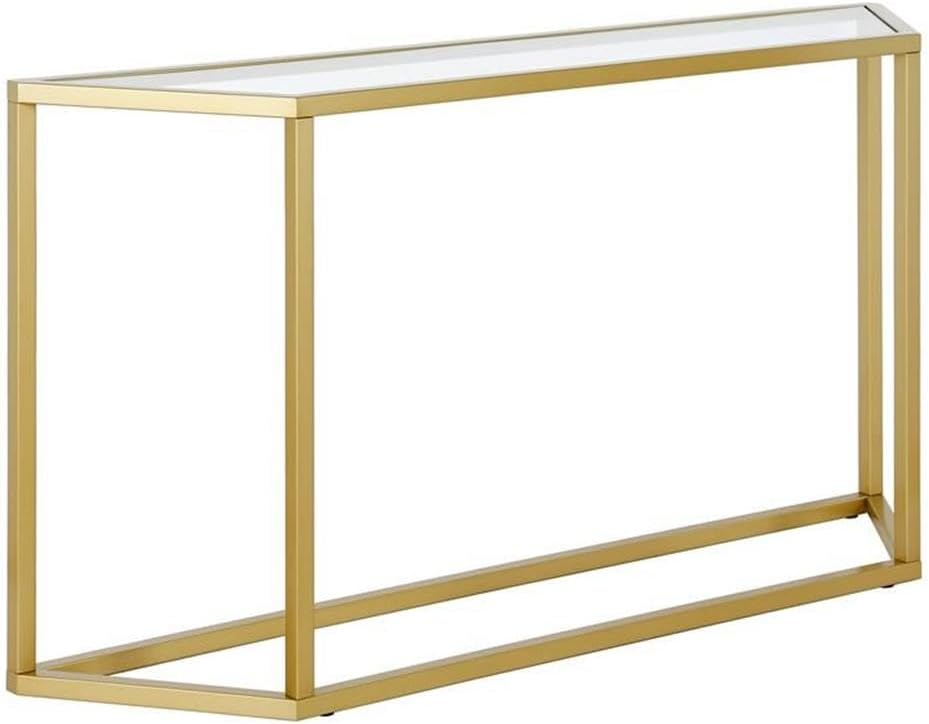 Evelyn&Zoe Levi 55" Wide Trapezoid Console Table, Brass