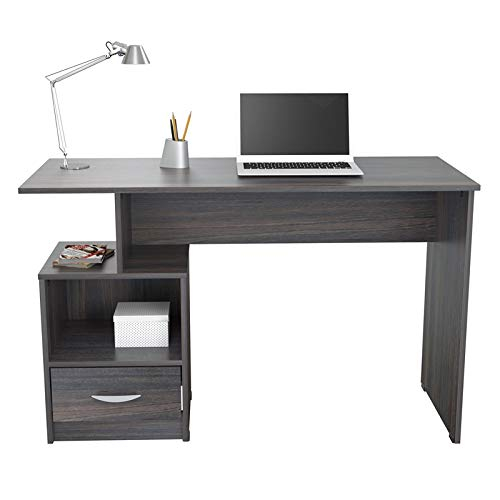 Inval Modern Writing Desk with Drawer and Open Storage, Espresso