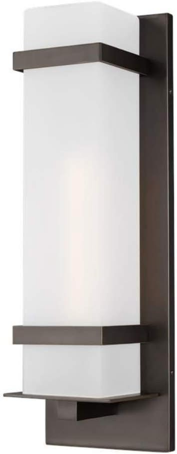 Alban Antique Bronze 1-Light Outdoor Wall Lantern with Etched Opal Glass